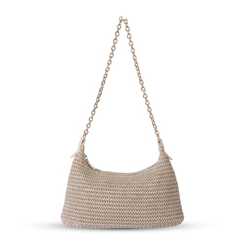 GOLDTIMO Damen Strohtasche Strandtasche Sommer Urlaub Schultertasche Geldbörse, Beige, Small, Stilvoll GOLDTIMO Damen Strohtasche Strandtasche Sommer Urlaub Schultertasche Geldbörse, Beige, Small, Stilvoll von GOLDTIMO