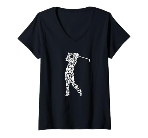 Damen Golf, Vintage-GOLFKUNST, ALTE Schule, Golf-Putter-Golfball T-Shirt mit V-Ausschnitt von GOLF ART CLOTHING
