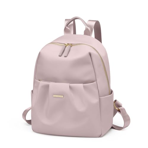 GOLF QUALITY Kleiner Rucksack Damen Klein Cityrucksack Leichtgewicht 2 in 1 Tagesrucksack Mini Backpack Women Elegant Casual Daypack für Reise Freizeit Einkauf Arbeit Grau Rosa von GOLF QUALITY