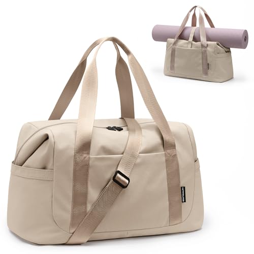 GOLF QUALITY Sporttasche Trainingstasche,Rucksack-Funktion mit Nassfach 31L Reisetasche Fitnesstasche Gym Fitness Handgepäck Weekender Bag Reise Tasche Herren Damen Apricot von GOLF QUALITY