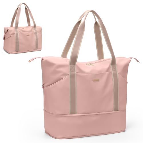 Groß Sporttasche Damen Reisetasche Handgepäck wasserdichte Tragbar Reisetasche, Weekender-Tasche mit Erweiterbarem Platz, für Sport Und Reisen (Rosa) von GOLF SUPAGS