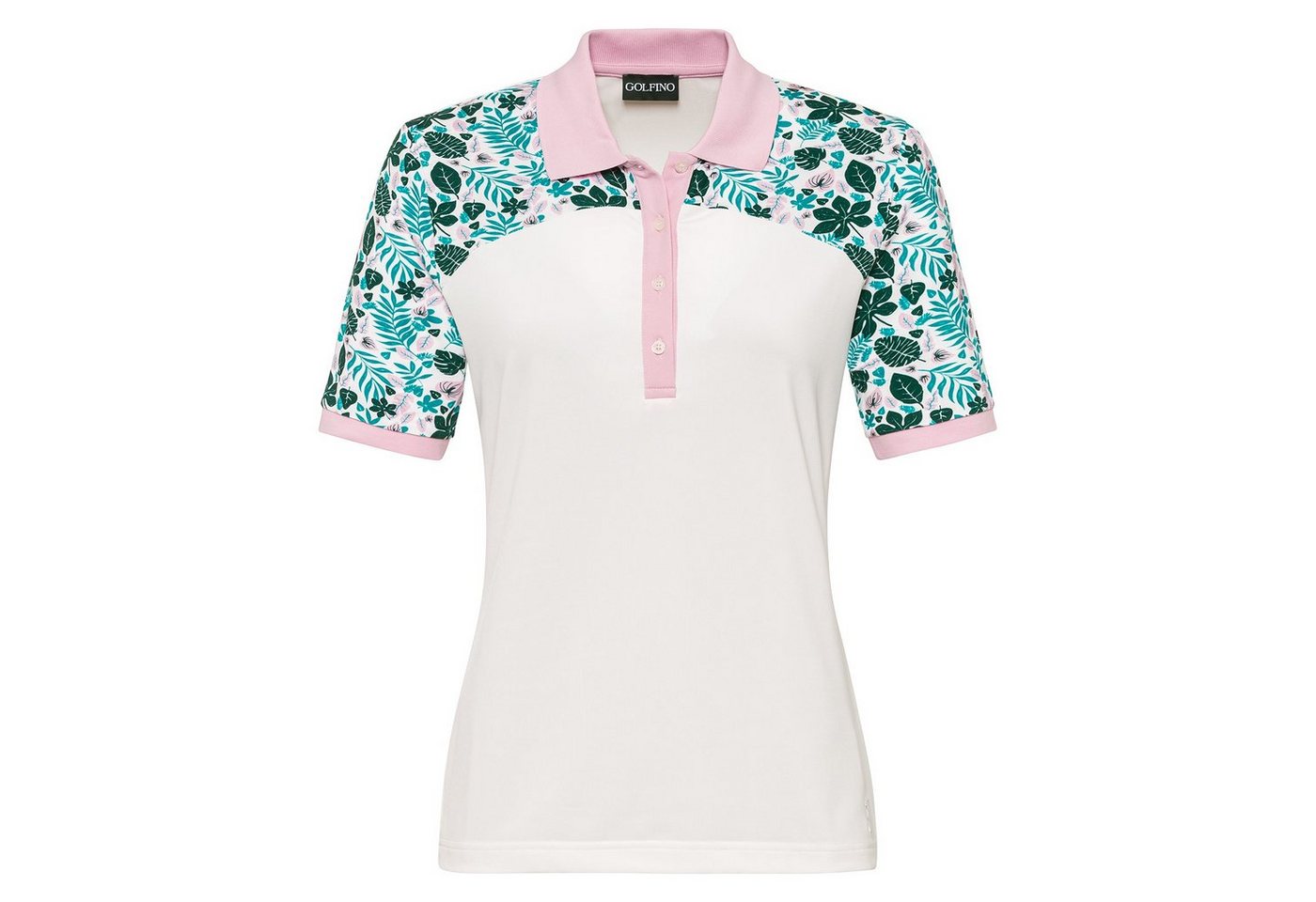 GOLFINO Poloshirt Golfino Tropical Vibe Short Sleeve Polo Optic White von GOLFINO