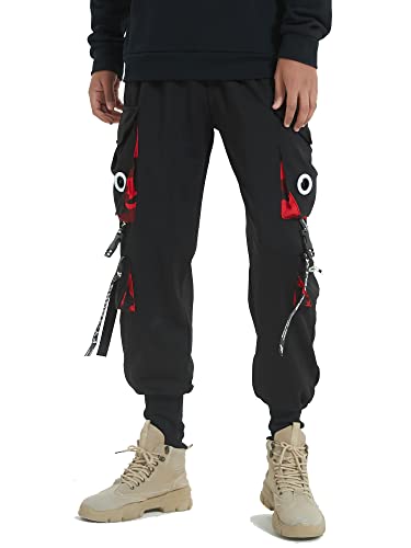 Cargohose Herren Sporthosen Mehrere Taschen Jogginghose Schwarz Techwear Hosen Hip Hop Streetwear Punk Hose von GOLYOY