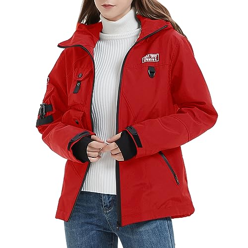 GOLYOY Bomberjacke Damen Leicht Windjacke mit Viele Taschen Jacke Damen mit Kapuze Techwear Streetwear Jacke Hip Hop Outdoor Jacken für Damen von GOLYOY