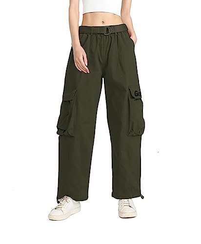 GOLYOY Cargohose Damen Baggy High Waist Jogginghose Techwear mit Mehreren Taschen Straight Wide Leg Hosen Damen Fashion Casual Sporthose Streetwear Hip Hop von GOLYOY