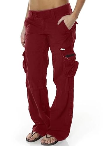GOLYOY Cargohose Damen Baggy High Waist Techwear Straight Wide Leg Hosen Damen Relaxed Fit Outdoorhose Fashion Casual Streetwear mit Multi Taschen Hip Hop von GOLYOY