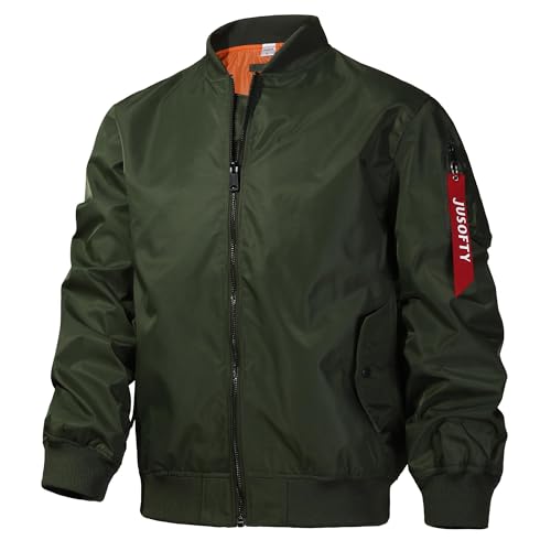 GOLYOY Herren Leichte Dünne Bomberjacke mit Ärmeltasche Blouson Jacke Übergangsjacke Stehkragen US Fliegerjacke mit Innentasche von GOLYOY