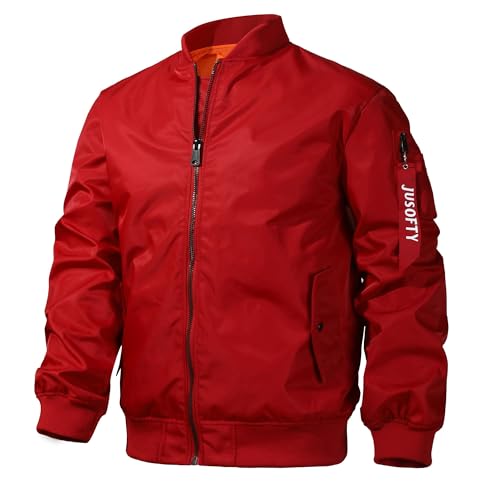 GOLYOY Herren Leichte Dünne Bomberjacke mit Ärmeltasche Blouson Jacke Übergangsjacke Stehkragen US Fliegerjacke mit Innentasche von GOLYOY
