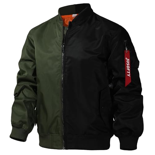 GOLYOY Herren Leichte Dünne Bomberjacke mit Ärmeltasche Blouson Jacke Übergangsjacke Stehkragen US Fliegerjacke mit Innentasche von GOLYOY