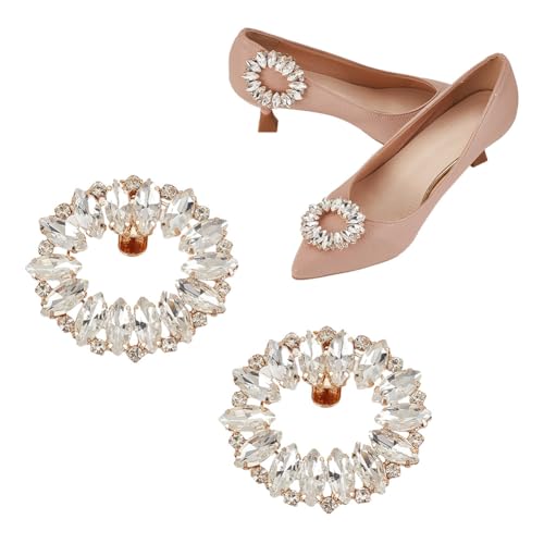 GOMAKERER 1 Paar Schuhclips Mit Strasssteinen, Dekorative Schuhclips Aus Legierung Abnehmbare Schuhdekorationen Ovaler Schuhclip Mit Kristallen Für Damen, Hochzeitsfeier, High Heels von GOMAKERER
