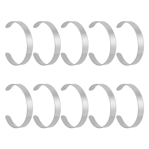 GOMAKERER 10 Stück 304 Manschettenarmbänder Aus Edelstahl, 5.85cm Schlichte Minimalistischen Punk Armband Verstellbare Leere Offene Armreifen Für Die DIY-Schmuckherstellung von GOMAKERER