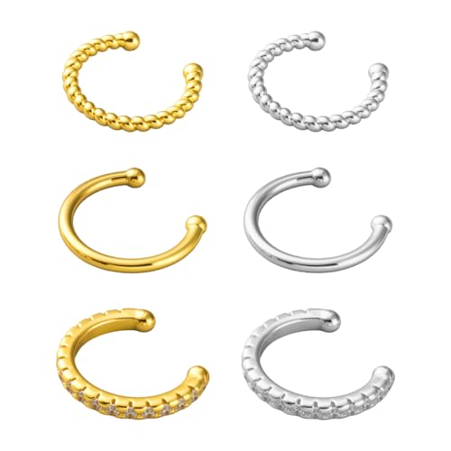GOMAKERER 12 Stück Gold Silber Manschettenohrringe Für Damen Ohrclips Mit Knorpel Nicht Durchstochen Trendiger Schmuck Für Frauen von GOMAKERER