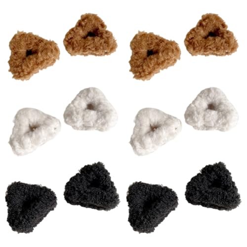 GOMAKERER 12 Stück Haarspangen Mit Katzenohren, 3 Farben Fuzzy Triangle Haarspangen Haarspangens Halloween Cosplay Haarschmuck Für Frauen Dickes Haar Half Bun Haarnadeln, 53mm von GOMAKERER