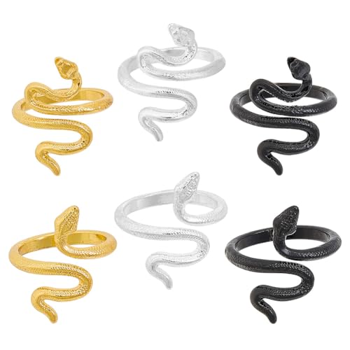 GOMAKERER 12 Stück Häkelring Für Den Finger, 6 Stilen Verstellbare Häkel Spannringe In Schlangenform Finger Häkelringe Zum Häkeln Schlangengarnring Für Damen von GOMAKERER