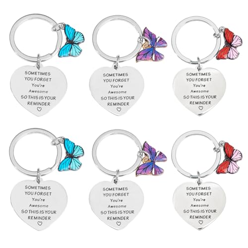 GOMAKERER 12 Stück Inspirierende Schlüsselanhänger 3 Farben, Motivierender Schlüsselanhänger Mit Inspirierendem Zitat Schmetterlings Schlüsselanhänger Für Frauen Schwester Tochter Ermutigung von GOMAKERER