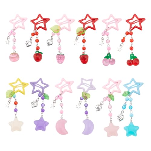 GOMAKERER 12 Stück Stern Clip Paare Haarspangen Mit Druckknopf Baumelnden Perlen Stern Fruchtform Rutschfest Glitzernd Funkelnde Haarspangen Aus Metall Für Das Haar Styling von Frauen GOMAKERER 12 Stück Stern Clip Paare Haarspangen Mit Druckknopf Baumelnden Perlen Stern Fruchtform Rutschfest Glitzernd Funkelnde Haarspangen Aus Metall Für Das Haar Styling von Frauen von GOMAKERER