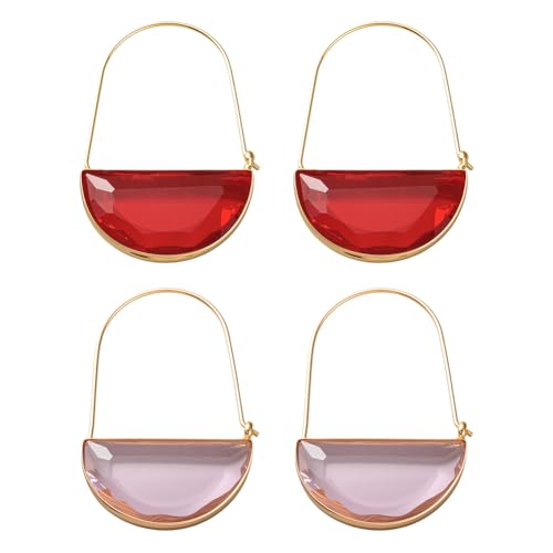 GOMAKERER 2 Paar 2 Farben Kristall Ohrringe Für Damen, Rote Und Rosa Kristallquarz Ohrhänger Vintage Boho Ohrring Modischer Party Schmuck Geschenke Für Frauen von GOMAKERER