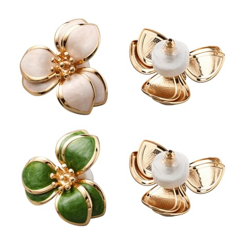 GOMAKERER 2 Paar Goldene Blumenohrringe In 2 Farben Für Damen Große Blumen Ohrstecker Floraler Statement Ohrring Party Schmuck Für Frauen von GOMAKERER
