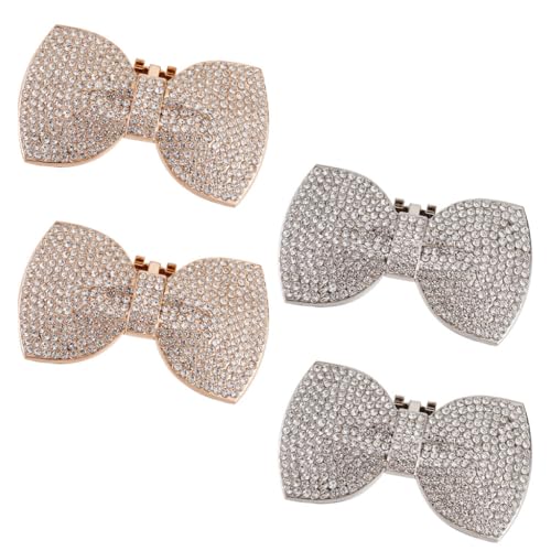 GOMAKERER 2 Paar Schuhclips Mit Strasssteinen Und Schleife 2 Farben, Kristall Bowknot Schuhe Schnalle Abnehmbare Schuh Dekorationen Legierung Schuhe Zubehör Für Hochzeit Party High Heels von GOMAKERER