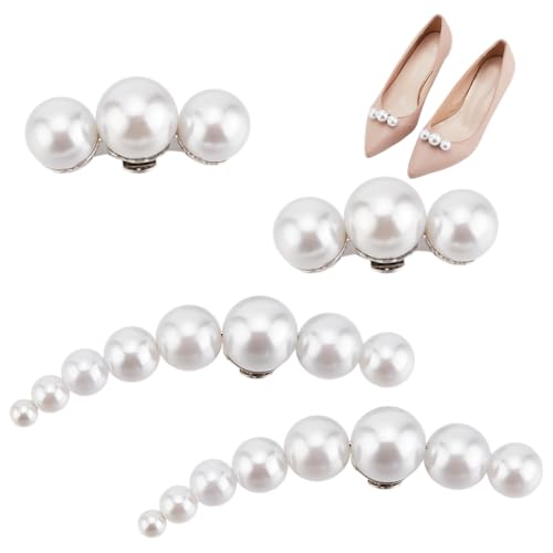 GOMAKERER 2 Paar Schuhschnallen Mit Perlen 2 Stile Hochzeitsschuhclips Brautschuhe Schmuck Schuhdekorationen Für Die Hochzeit High Heels Pumps Flats Für Damen von GOMAKERER