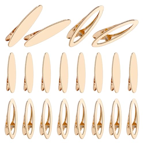 GOMAKERER 20 Stück Ovale Haarspangen Aus Französischem Metall 2 Stilen Goldene Einfache Entenschnabel Clips Alligator Haarspangen Legierung Haarspangen Für Frauen Für Die Haarherstellung Salonbedarf von GOMAKERER