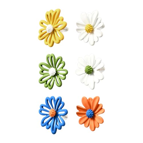 GOMAKERER 3 Paar Kleine Gänseblümchen Ohrstecker Für Damen, 3 Stilen Asymmetrische Ohrstecker Aus Acryl Mit Gänseblümchen Blumenmotiv Und 925 Ohrstecker Aus Sterlingsilber Für Sommer Frühlingssaison von GOMAKERER