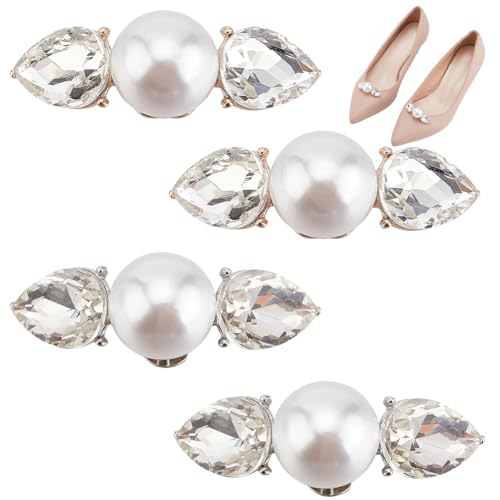 GOMAKERER 3 Paar Schuhschnallen Mit Perlen 3 Stile Runde Perlen Strass Schuhclips Abnehmbare Schuhdekorationen Charms Für Hochzeit High Heels Pumps Flats Für Damen von GOMAKERER