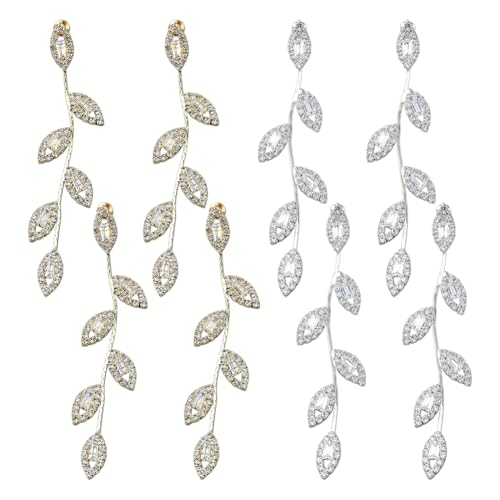 GOMAKERER 4 Paar Baumelnde Ohrringe In 2 Farben Für Damen Blatt Strass Tropfen Ohrringe Für Party Hochzeit Abschlussball Kostümschmuck Für Frauen von GOMAKERER