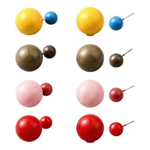 GOMAKERER 4 Paar Doppelseitige ABS Perlenohrringe, 4 Farben 1.6cm Runde Ohrringe Aus Kunststoff Mit Perlen Vorne Und Hinten Kunstperlen Knopfohrring Doppelkugel Ohrringe Für Damen von GOMAKERER