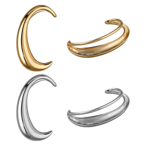 GOMAKERER 4 Stück 4 Stile Mond Ohrmanschetten Ohrringe Ohrringe Mit Halbmond Ohrringen Golden Und Silberfarben Ohne Piercing Für Damen von GOMAKERER