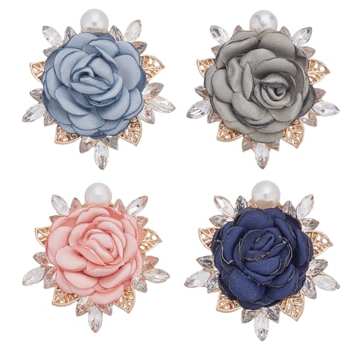 GOMAKERER 4 Stück Rosenblumen Brosche In Zwei Farben, Handgefertigte Anstecknadeln Mit Perlenstoffblumen Elegante Blumenbrosche Florale Kleidungsdekoration Für Frauen Jahrestag Hochzeit Bankett Tanz GOMAKERER 4 Stück Rosenblumen Brosche In Zwei Farben, Handgefertigte Anstecknadeln Mit Perlenstoffblumen Elegante Blumenbrosche Florale Kleidungsdekoration Für Frauen Jahrestag Hochzeit Bankett Tanz von GOMAKERER