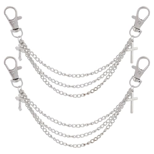 GOMAKERER 4 Stück Schuh Charm Ketten Punk Metall Schnürsenkel Dekorationen Clip Kreuz Schnürsenkel Dreifachketten Mit Karabinerverschlüssen Für Damen Sneaker Freizeitschuhe Halloween Dekor von GOMAKERER