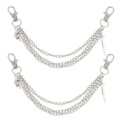 GOMAKERER 4 Stück Metall-Schuhketten, 22cm Punk-Goth Schuh Charm Schnürsenkel Dekorationen Clip Totenkopf Schmuckkette Jeanskette Für Damen Sneaker Freizeitschuhe Halloween Dekor von GOMAKERER