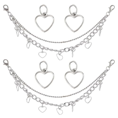 GOMAKERER 4 Stück Schuh Charm Ketten Schnürsenkelkette Im Punk Stil Mit Herzmotiv Schnürsenkel Accessoires Aus Metall Mit Karabinerverschlüssen Für Damen Sneakers Freizeitschuhe Dekoration von GOMAKERER