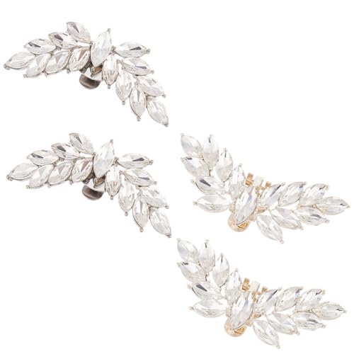 GOMAKERER 4 Stück Schuhclips Mit Strasssteinen 2 Farben, Wing Sparkle Hochzeits Schuhschnallen Aus Kristall Dekoratives Schuh Accessoire Elegante High Heels Schnalle Für Frauen Mädchen Damen Hochzeit von GOMAKERER