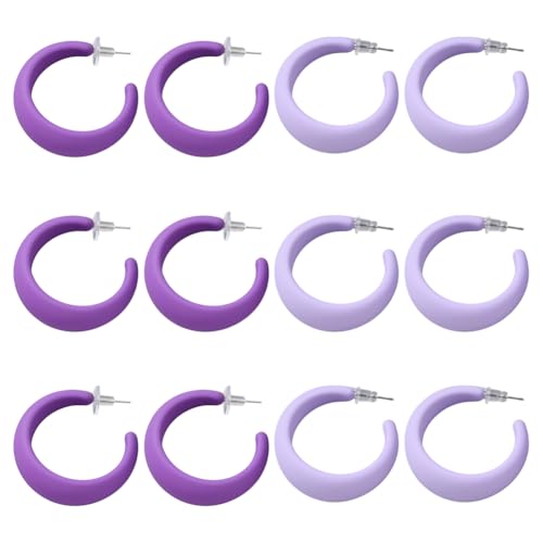 GOMAKERER 6 Paar Runde Creolen In Zwei Farben Creolen In Bonbonfarben Kreis Ohrring Acryl Leicht Schleifen Für Damen Party Schmuck von GOMAKERER