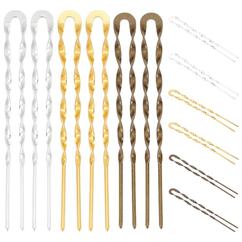 GOMAKERER 6 Stück Metall Haarnadeln 3 Farben, French Twist Haarnadeln Bobby Pin U Förmige Hairpin Haargabel Hochsteckfrisur Für Dutts Haar Accessoires Für Frauen GOMAKERER 6 Stück Metall Haarnadeln 3 Farben, French Twist Haarnadeln Bobby Pin U Förmige Hairpin Haargabel Hochsteckfrisur Für Dutts Haar Accessoires Für Frauen von GOMAKERER