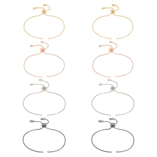 GOMAKERER 8 Stück Verstellbares Schiebearmband Zur Schmuckherstellung 4 Farben Armbandketten Für Schmuck DIY Herstellung von Zubehörteilen Verlängerungsketten Mit Strass Enden Für Damen Und Mädchen von GOMAKERER