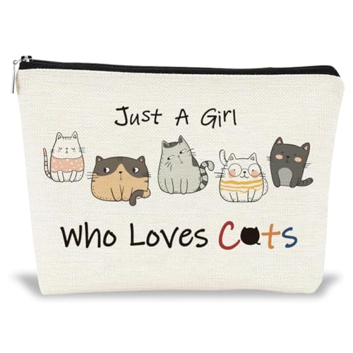 GOMAKERER Kosmetiktaschen Mit Reißverschluss Tragbare Reise Kosmetiktasche Mit Cartoon Katzen Aufdruck Personalisierte Reise Kulturtasche Clutch Accessoire Organizer Für Frauen Mädchen Geschenke von GOMAKERER