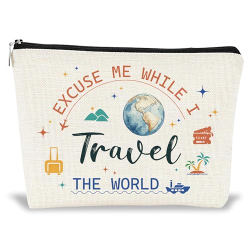 GOMAKERER Kosmetiktaschen Mit Reißverschluss Tragbare Reise Kosmetiktasche Mit Erddruck Personalisierte Reise Kulturtasche Clutch Accessoire Organizer Für Frauen Und Mädchen Geschenke 25x18x5cm von GOMAKERER