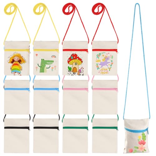 GOMETY 12 Stück Malbare Taschen für Kinder, Baumwolltasche, DIY Kleine Schultertaschen (17 * 13cm) GOMETY 12 Stück Malbare Taschen für Kinder, Baumwolltasche, DIY Kleine Schultertaschen (17 * 13cm) von GOMETY