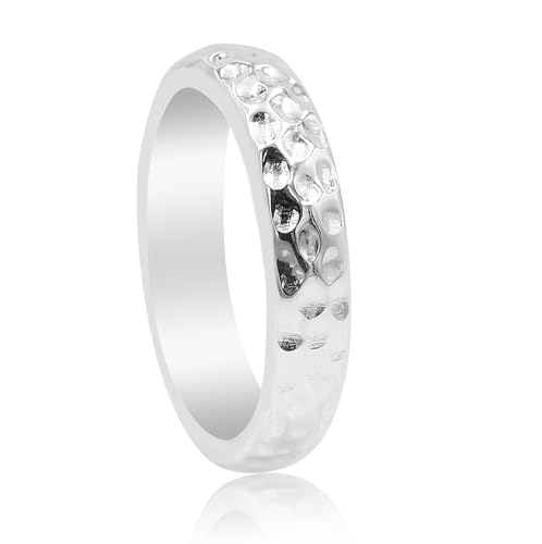 GOMTI JEWELS 4.3 MM Hammered Band Ring – 925 Sterling Silver Wedding Band US 8 von GOMTI JEWELS