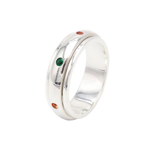GOMTI JEWELS 7 Chakra Spinner Ring – 925 Sterling Silver Fidget Band for Women & Men, Yoga Chakra Jewelry US 9.5 von GOMTI JEWELS