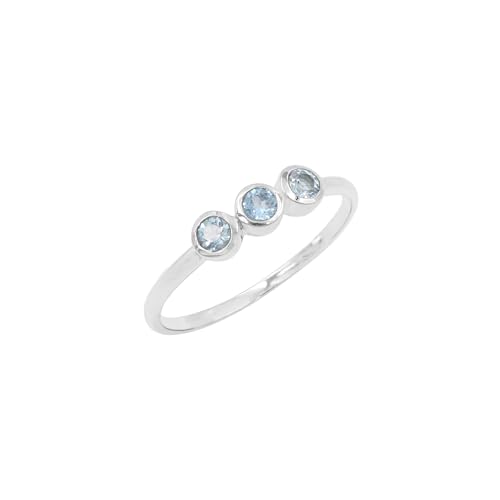 GOMTI JEWELS 925 Sterling Silver Blue Topaz Ring – 3-Stone Engagement Ring for Women 7.5 von GOMTI JEWELS