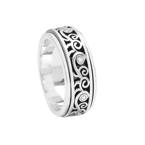 GOMTI JEWELS 925 Sterling Silver Crystal Spinner Band Ring for Women US 10.5 von GOMTI JEWELS