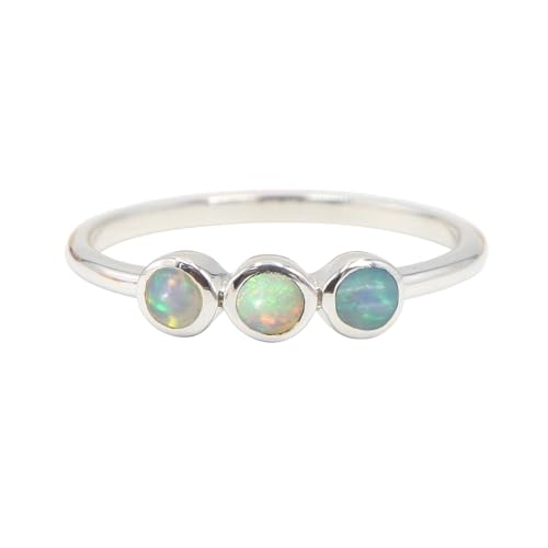 GOMTI JEWELS 925 Sterling Silver Ethiopian Opal Ring – 3-Stone Engagement Ring for Women 8 von GOMTI JEWELS
