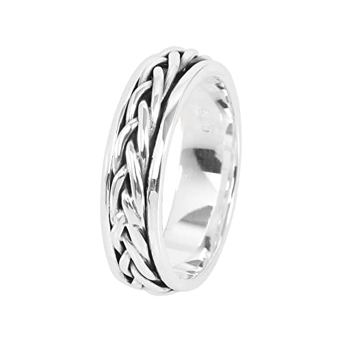 GOMTI JEWELS 925 Sterling Silver Fidget Ring for Men – Twisted Wire Spinner Ring Jewelry (8) von GOMTI JEWELS