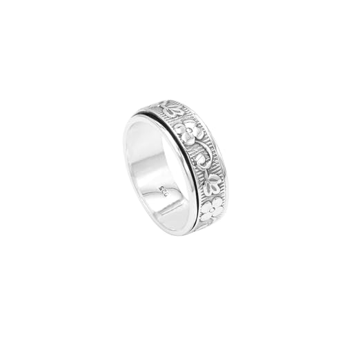 GOMTI JEWELS 925 Sterling Silver Floral Spinner Ring – Unisex Fidget Ring for Men and Women (6.5) von GOMTI JEWELS