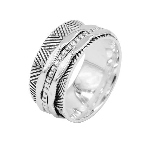 GOMTI JEWELS 925 Sterling Silver Spinner Ring – Meditation Fidget Thumb Ring for Men & Women (7) von GOMTI JEWELS