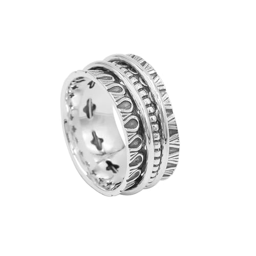 GOMTI JEWELS 925 Sterling Silver Spinner Ring – Textured Style for Men & Women (6) von GOMTI JEWELS